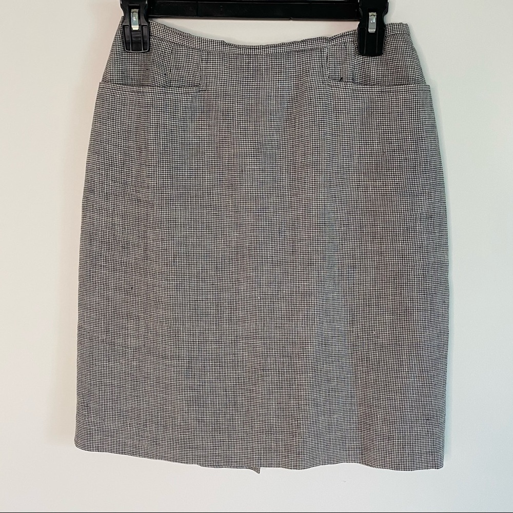Talbots Petites Irish Linen black and white plaid Aline Skirt Fully Lined size 4
